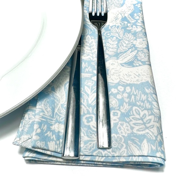 Rifle Paper Co. Rabbit Toile Set of 4 Handmade Pastel Bunny 18” Dinner Napkins - Picture 2 of 4